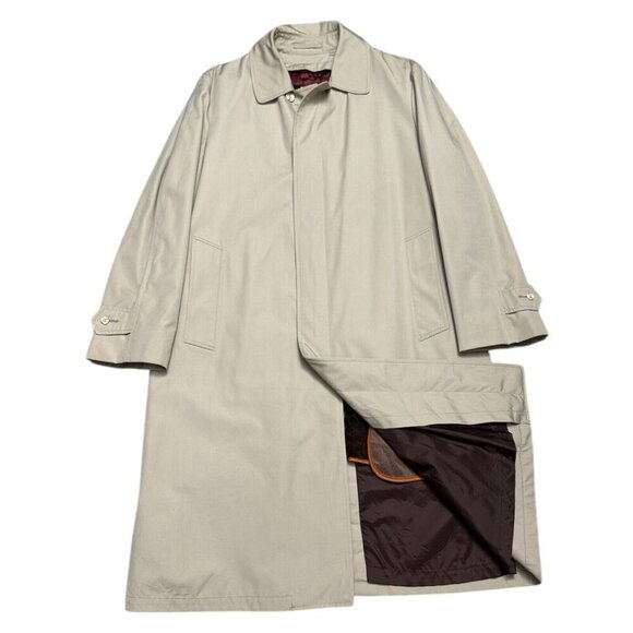 LONDON FOG TOWNE Vintage Designer Business Casual Long Trench Coat Mens 38 - Picture 4 of 9